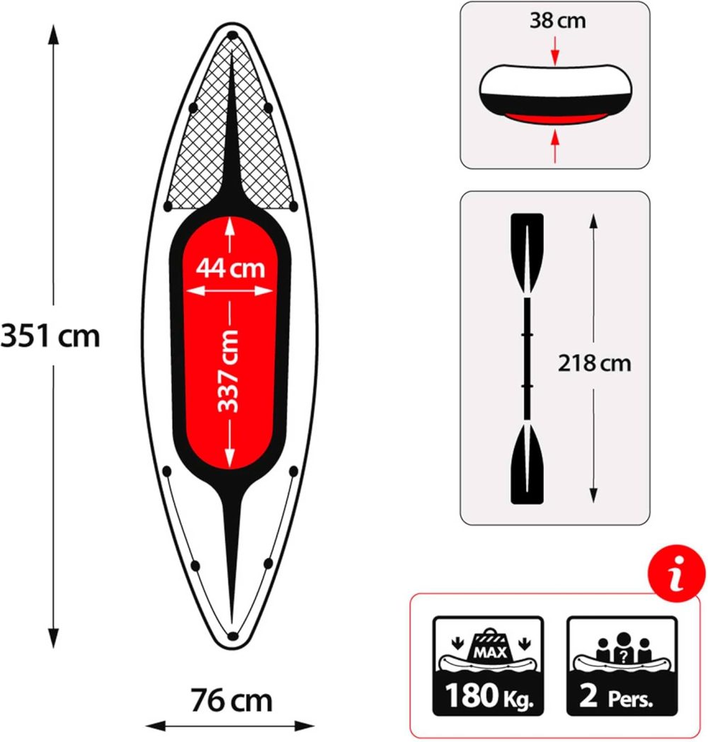 Kayak insuflável, 351 x 76 x 38 cm - Image 4